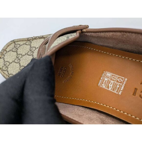 Gucci Men’s Interlocking G Supreme Driver Calfskin Loafers Brown Sugar UK7.5 730 - Picture 10 of 14